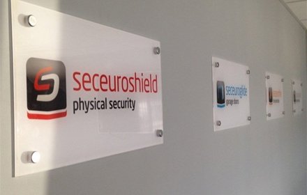 Internal 5mm acrylic plaques with flush cap fixings