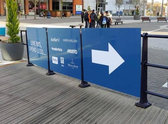 Directional signage for shops and retail